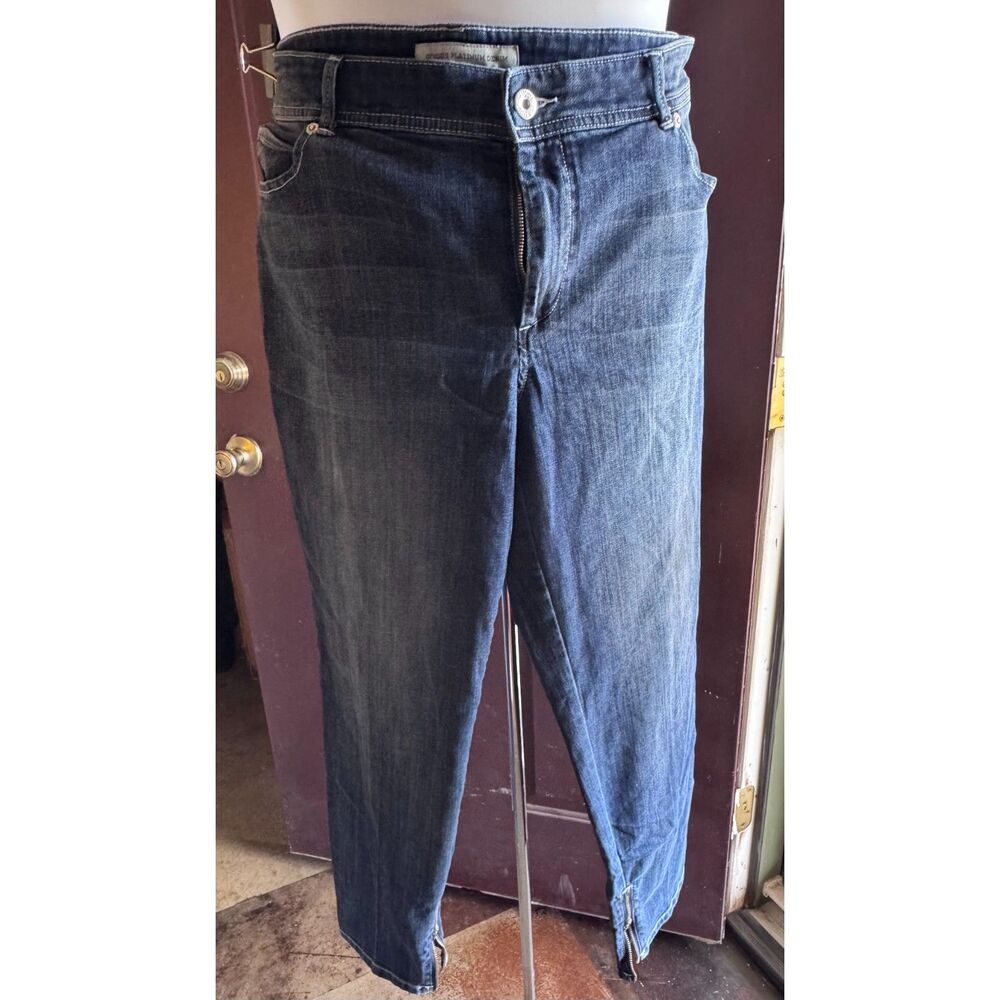 Chico’s Platinum Denim Jeans Womens 2.5 Blue Stretch Ankle Zip Slim Straight
